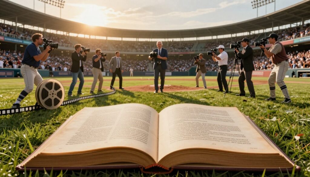 Baseball book to film adaptation visual metaphor