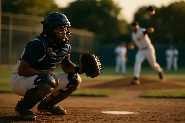 Catcher in gear throwing toward second base during infield work