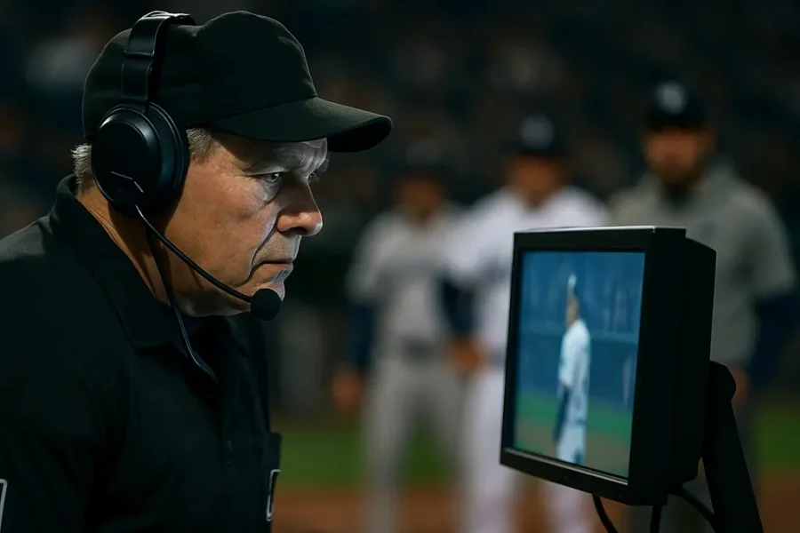 ABS Challenge System review shown during a close pitch at a major league ballpark