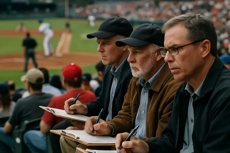 Bench coach and analyst compare roster cards before a weekday game
