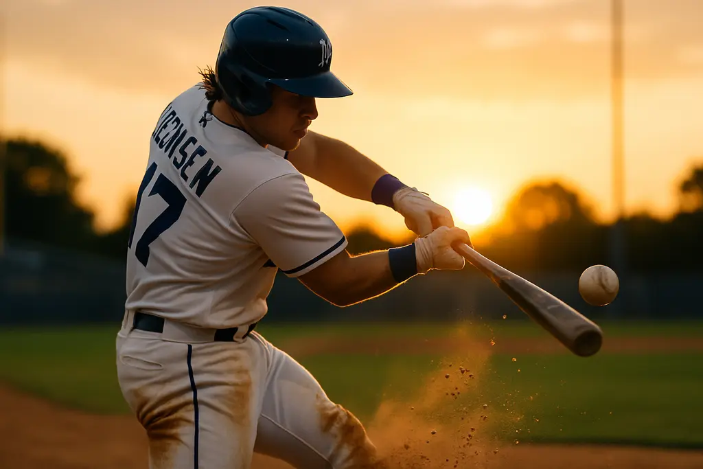 Carter Jensen Rookie Season scene with a catcher at the plate in a Royals-inspired ballpark