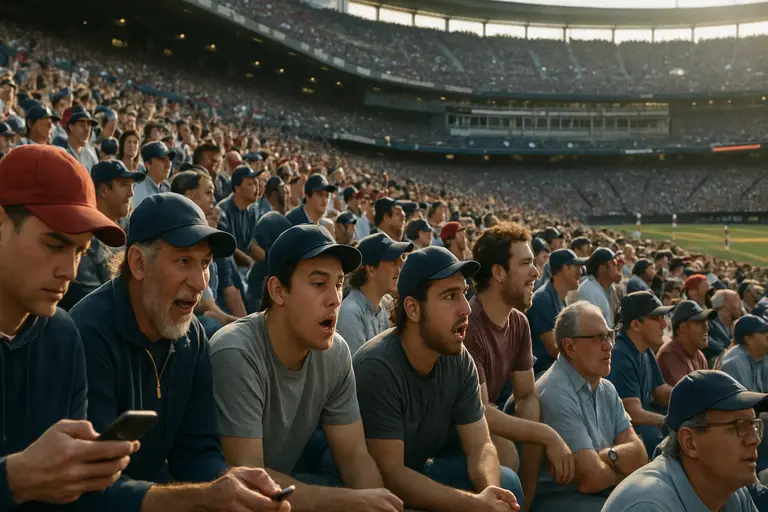 Fans watch a close pitch from seats behind home plate